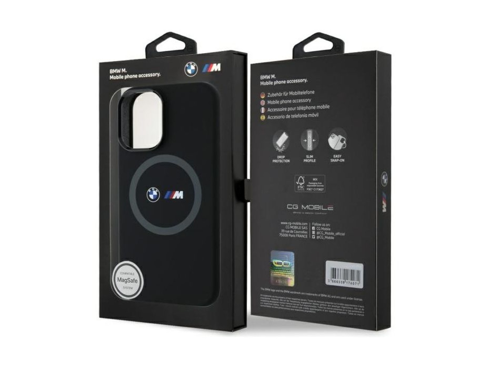 BMW M Silicone Printed Ring MagSafe Case for iPhone 16 - Black