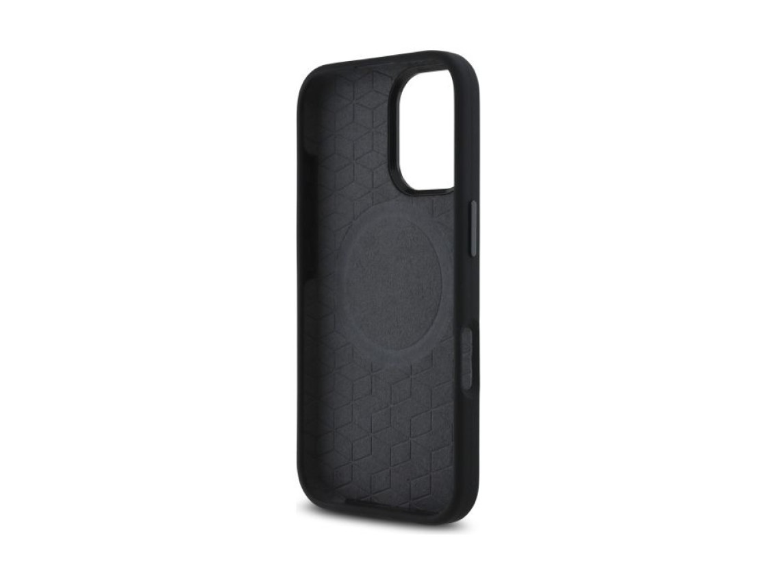 Funda de silicona con anillo estampado BMW M MagSafe para iPhone 16 - Negra