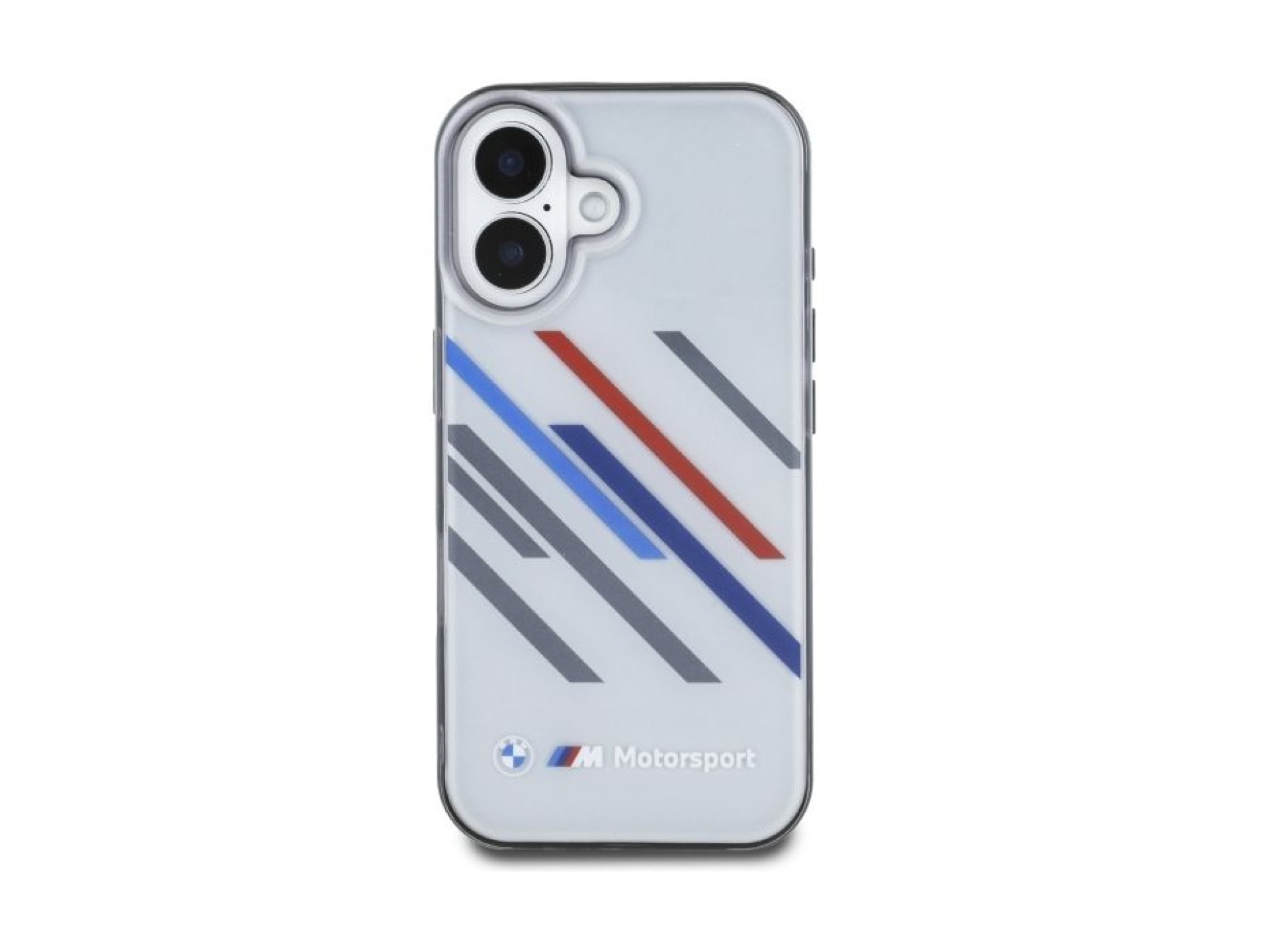 Capa BMW Motosport IML com riscas aleatórias para iPhone 16 Plus - Cinzento