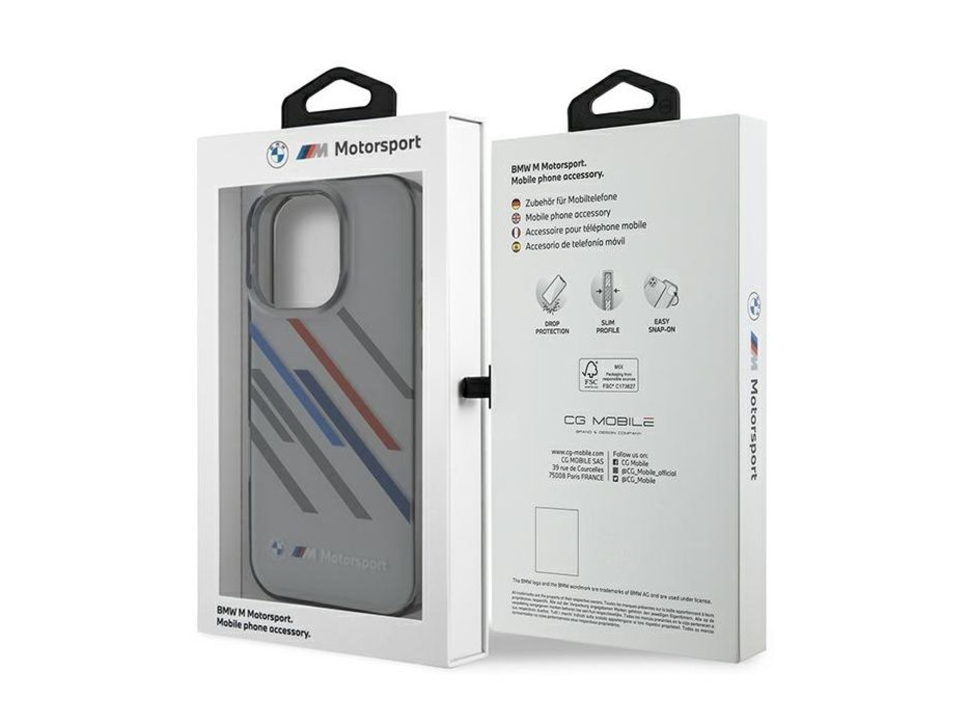 Capa BMW Motosport IML Random Stripes para iPhone 16 Pro - Cinzento
