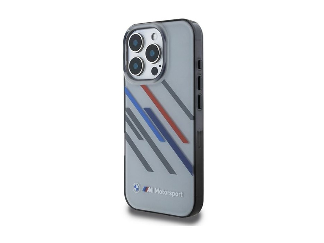 Capa BMW Motosport IML Random Stripes para iPhone 16 Pro - Cinzento