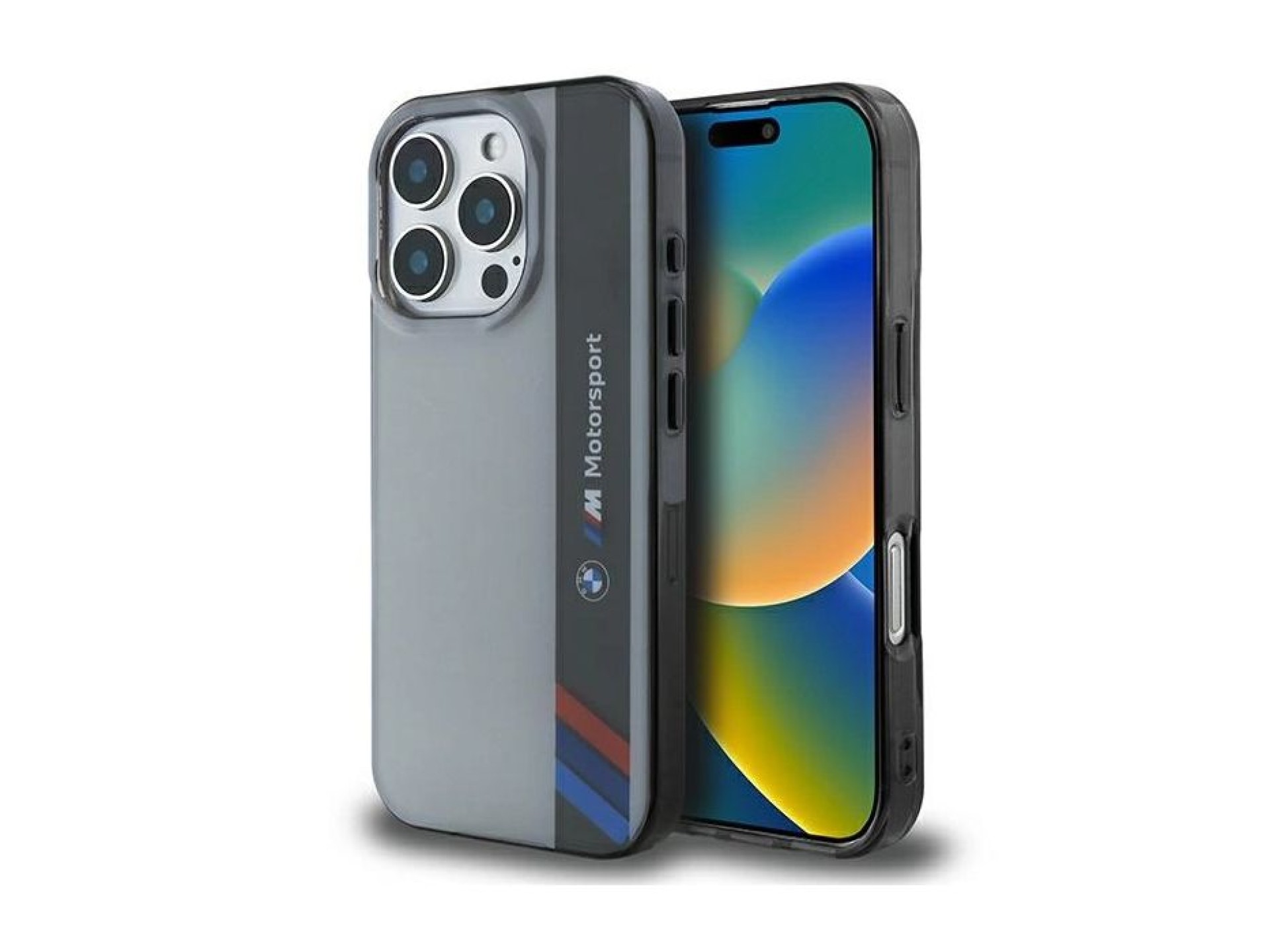 BMW Motosport IML Vertical Stripe Case for iPhone 16 Pro - Gray