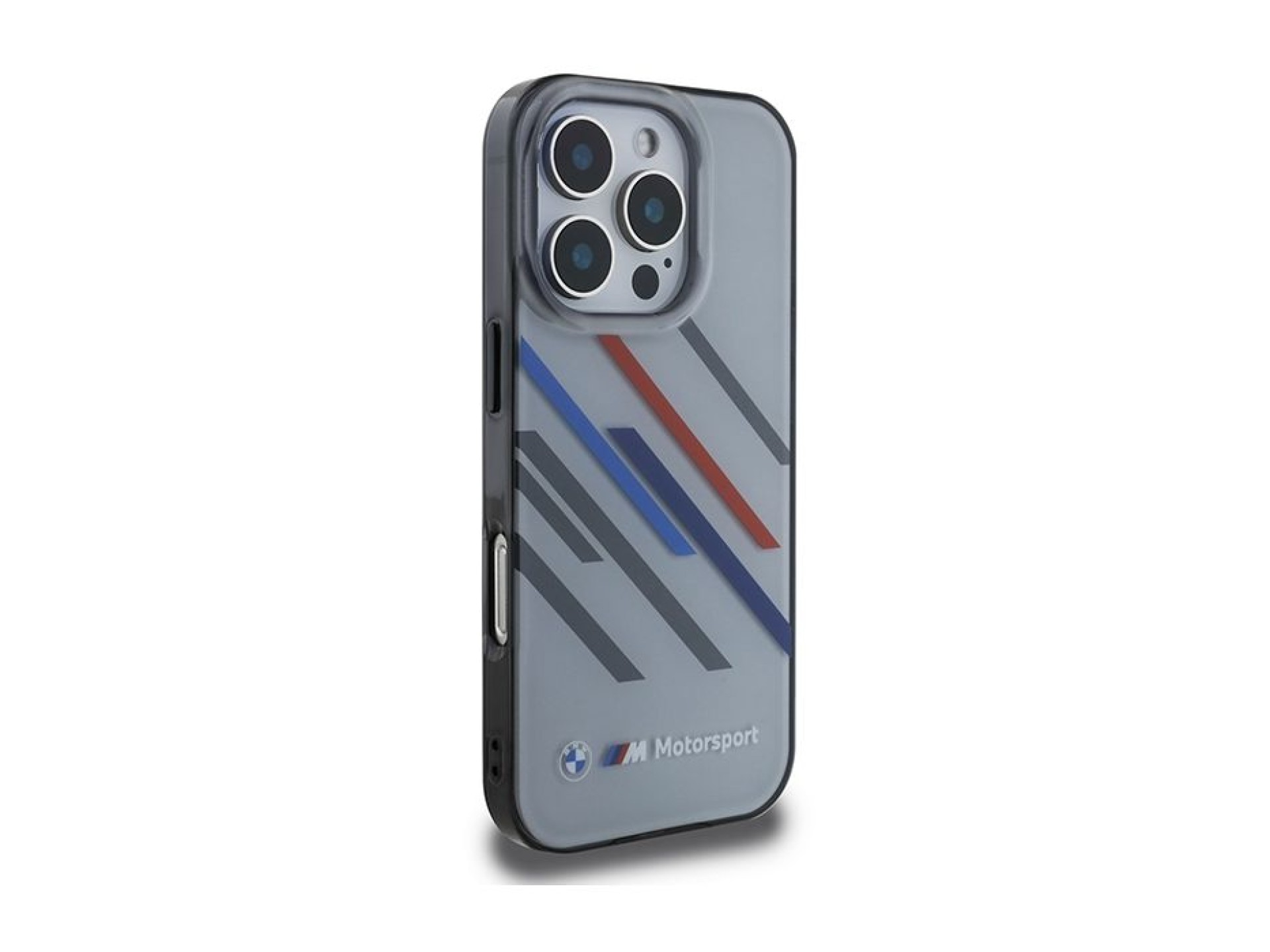 Capa BMW Motosport IML Random Stripes para iPhone 16 Pro - Cinzento