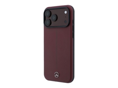 Mercedes Leather Semi Wrap Iconic Line MagSafe case for iPhone 18 Pro Max / 17 Pro Max - burgundy Mercedes Leather Semi Wrap Iconic Line MagSafe case for iPhone 18 Pro Max / 17 Pro Max - burgundy
