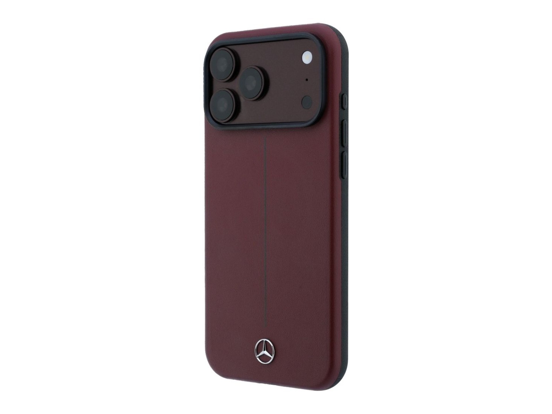 Mercedes Leather Semi Wrap Iconic Line MagSafe case for iPhone 18 Pro Max / 17 Pro Max - burgundy