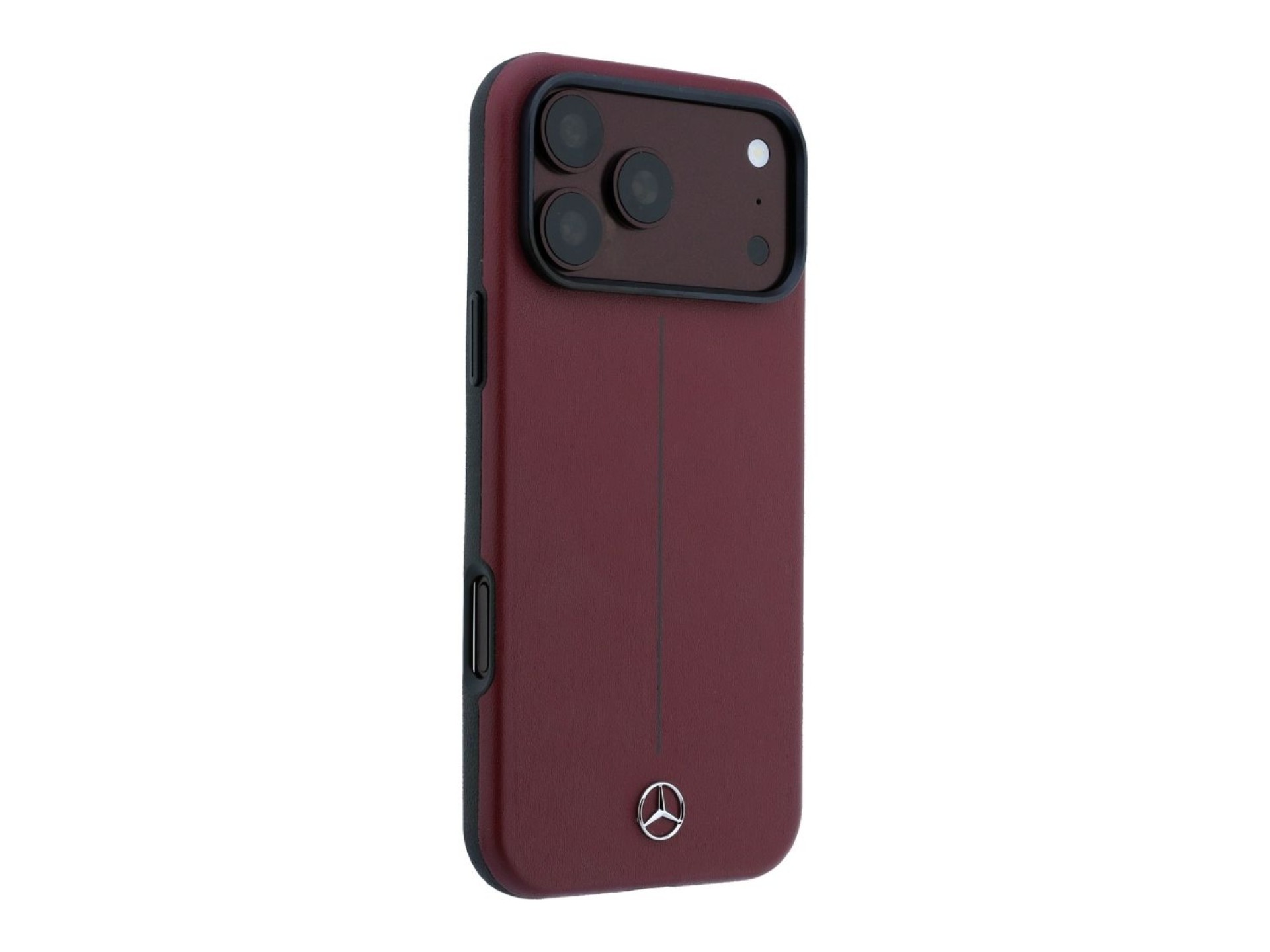 Mercedes Leather Semi Wrap Iconic Line MagSafe case for iPhone 18 Pro Max / 17 Pro Max - burgundy
