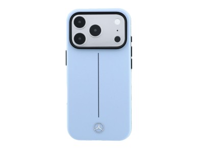 Mercedes Leather Semi Wrap Iconic Line MagSafe Case for iPhone 18 Pro Max / 17 Pro Max - Blue
