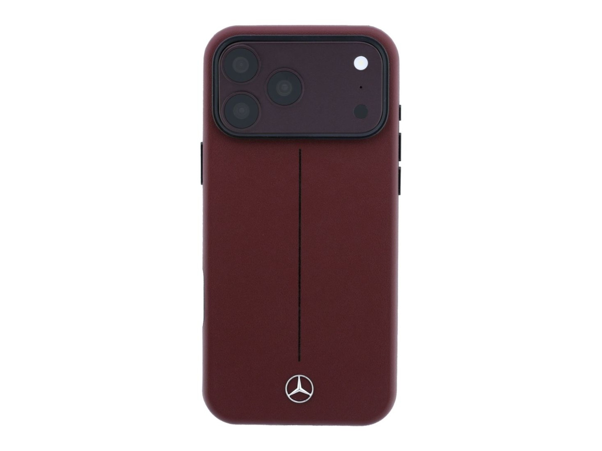 Mercedes Leather Semi Wrap Iconic Line MagSafe case for iPhone 18 Pro Max / 17 Pro Max - burgundy