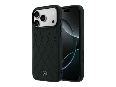 Mercedes Leather with Crossed Lines MagSafe case for iPhone 17 Pro - black