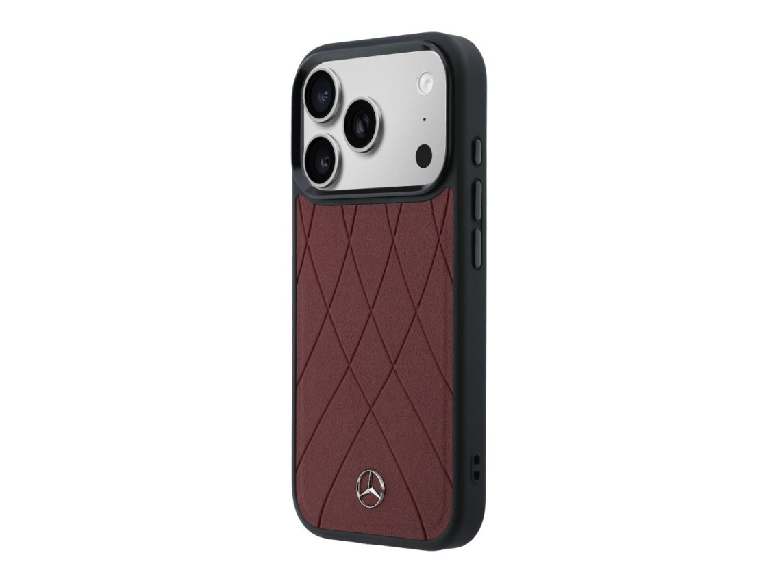 Mercedes Leather with Crossed Lines MagSafe case for iPhone 17 Pro Max - red