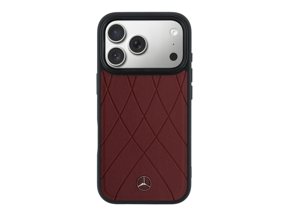 Mercedes Leather with Crossed Lines MagSafe case for iPhone 17 Pro Max - red