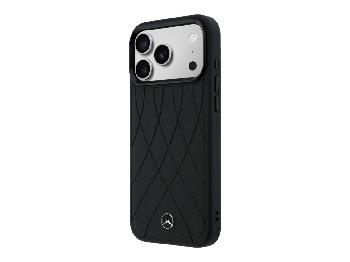 Mercedes Leather with Crossed Lines MagSafe case for iPhone 17 Pro - black