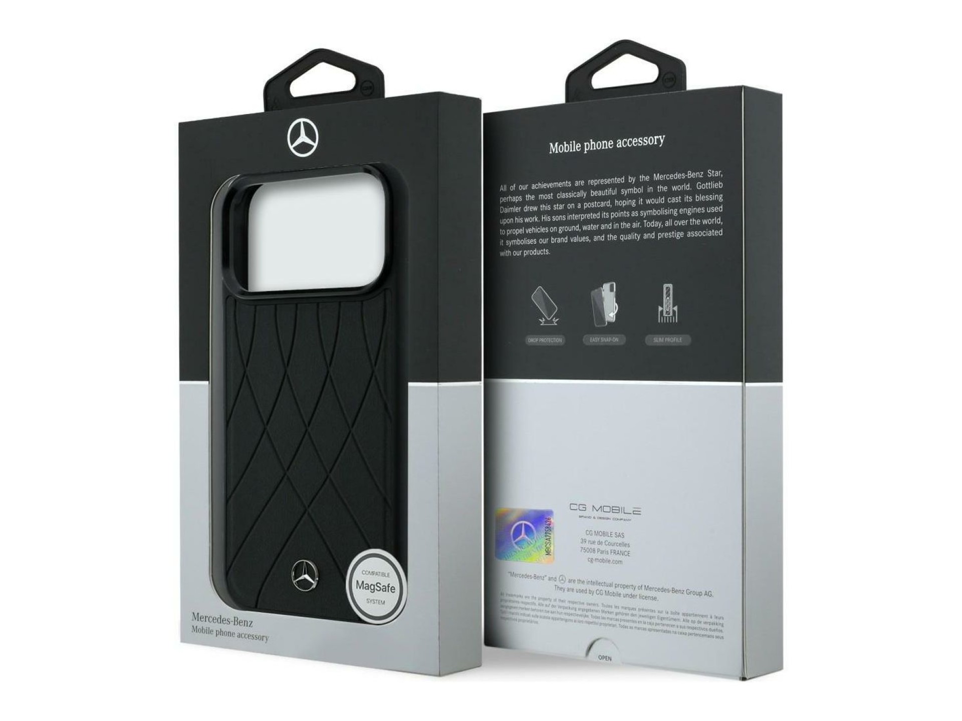 Mercedes Leather with Crossed Lines MagSafe case for iPhone 17 Pro - black