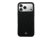 Capa MagSafe Mercedes em pele com linhas cruzadas para iPhone 17 Pro Max - preta Capa MagSafe Mercedes em pele com linhas cruzadas para iPhone 17 Pro Max - preta