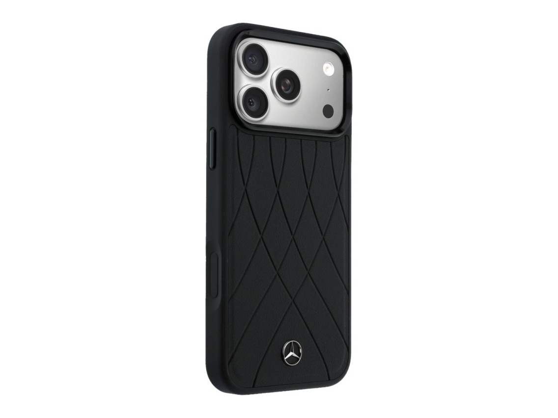 Mercedes Leather with Crossed Lines MagSafe case for iPhone 17 Pro - black