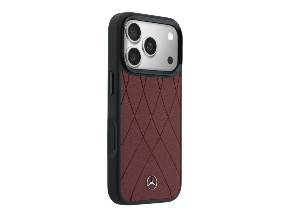 Mercedes Leather with Crossed Lines MagSafe case for iPhone 17 Pro Max - red