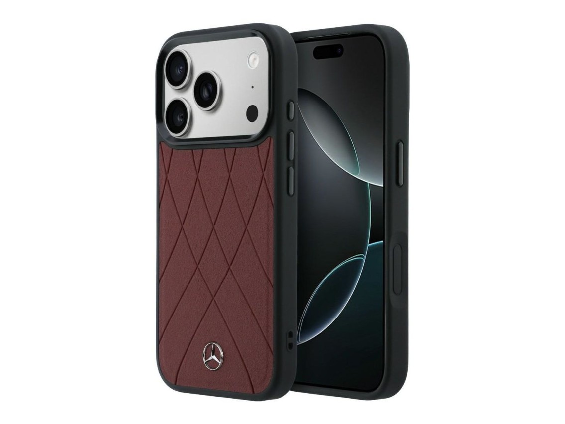 Mercedes Leather with Crossed Lines MagSafe case for iPhone 17 Pro Max - red