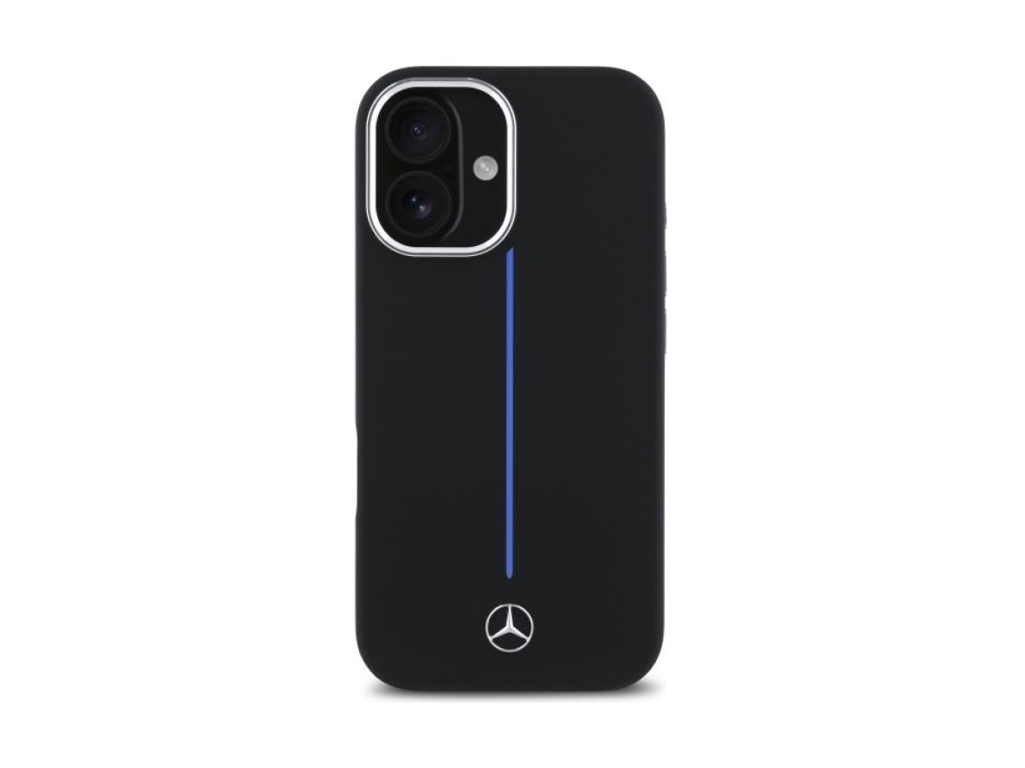 Capa MagSafe Mercedes Silicone Blue Stripe para iPhone 16 - Preta