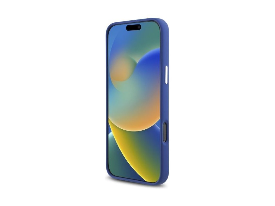Capa MagSafe Mercedes em silicone com risca vermelha para iPhone 16 Pro Max - Azul Marinho