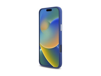 Capa MagSafe Mercedes em silicone com risca vermelha para iPhone 16 Pro Max - Azul Marinho