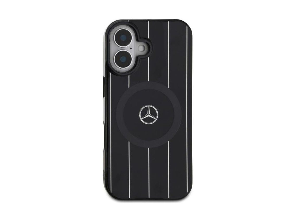 Capa MagSafe Mercedes MB Double Layer com Linhas Cruzadas para iPhone 16 - preta