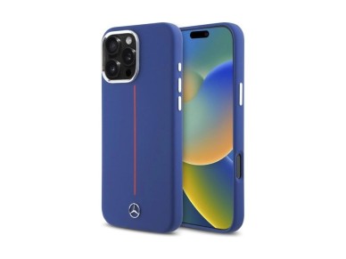 Mercedes Silicone Red Stripe MagSafe Case for iPhone 16 Pro Max - Navy Blue Mercedes Silicone Red Stripe MagSafe Case for iPhone 16 Pro Max - Navy Blue