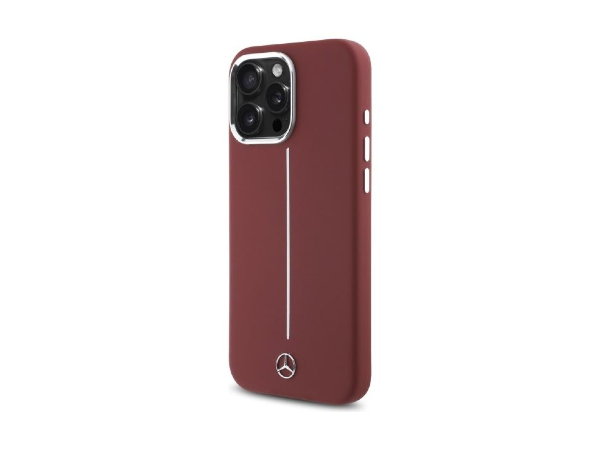Funda Mercedes de silicona blanca con rayas MagSafe para iPhone 16 Pro Max - Roja