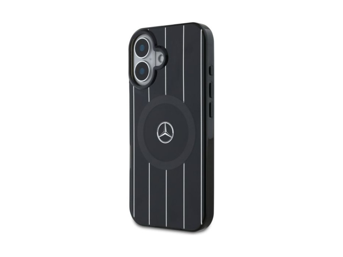 Capa MagSafe Mercedes MB Double Layer com Linhas Cruzadas para iPhone 16 - preta