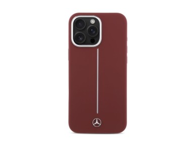 Mercedes Silicone White Stripe MagSafe Case for iPhone 16 Pro Max - Red Mercedes Silicone White Stripe MagSafe Case for iPhone 16 Pro Max - Red