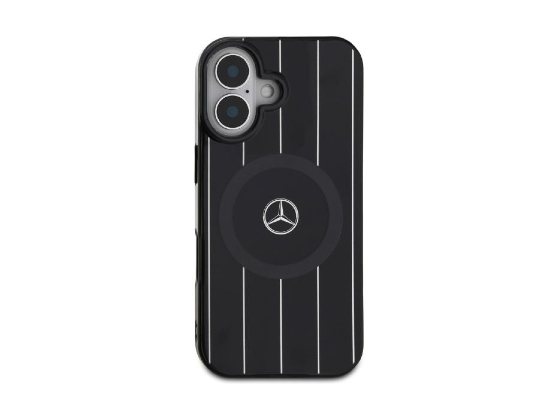 Capa MagSafe Mercedes MB Double Layer com Linhas Cruzadas para iPhone 16 - preta