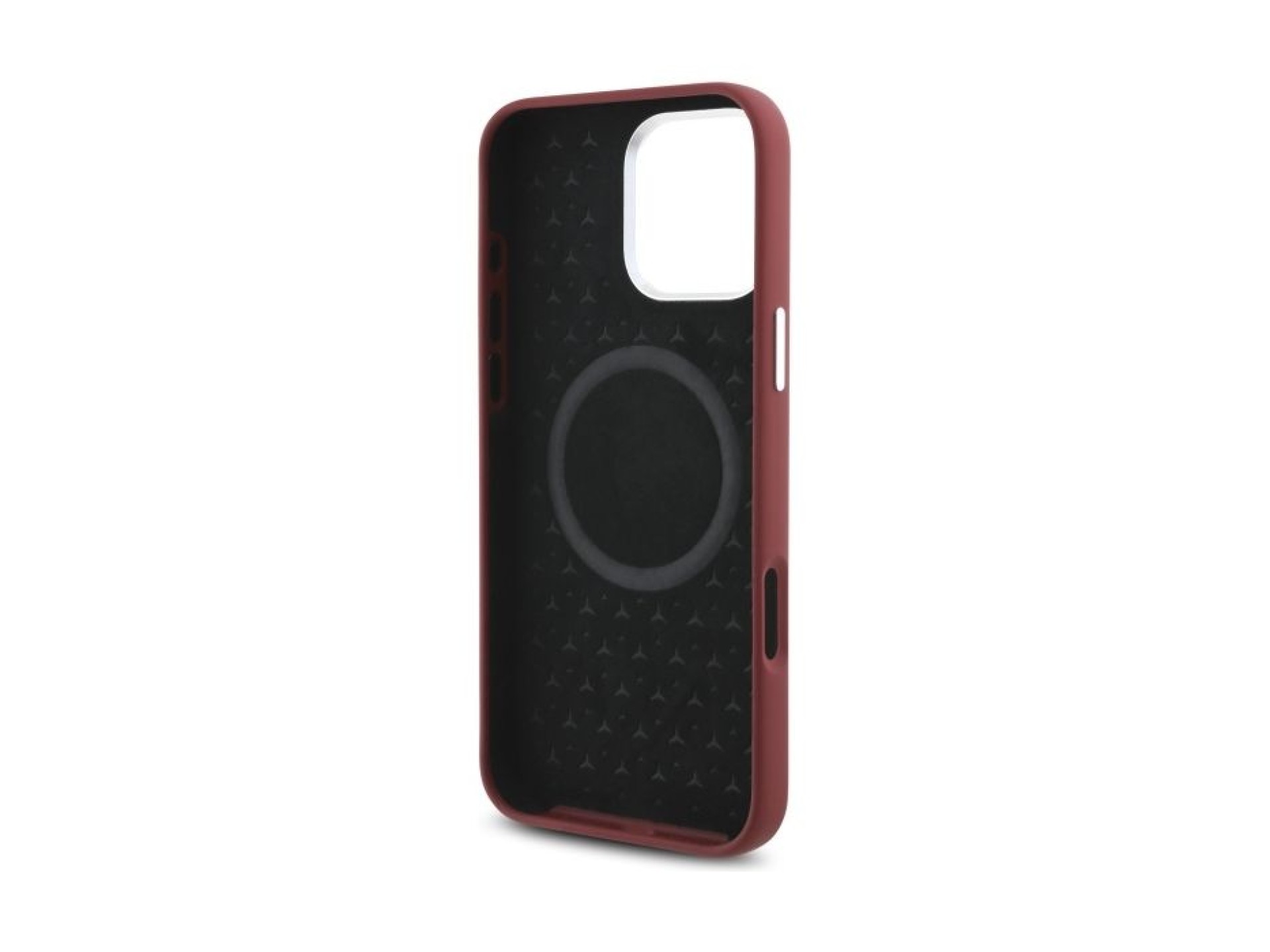 Funda Mercedes de silicona blanca con rayas MagSafe para iPhone 16 Pro Max - Roja