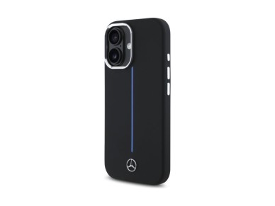 Capa MagSafe Mercedes Silicone Blue Stripe para iPhone 16 - Preta