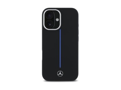 Capa MagSafe Mercedes Silicone Blue Stripe para iPhone 16 - Preta