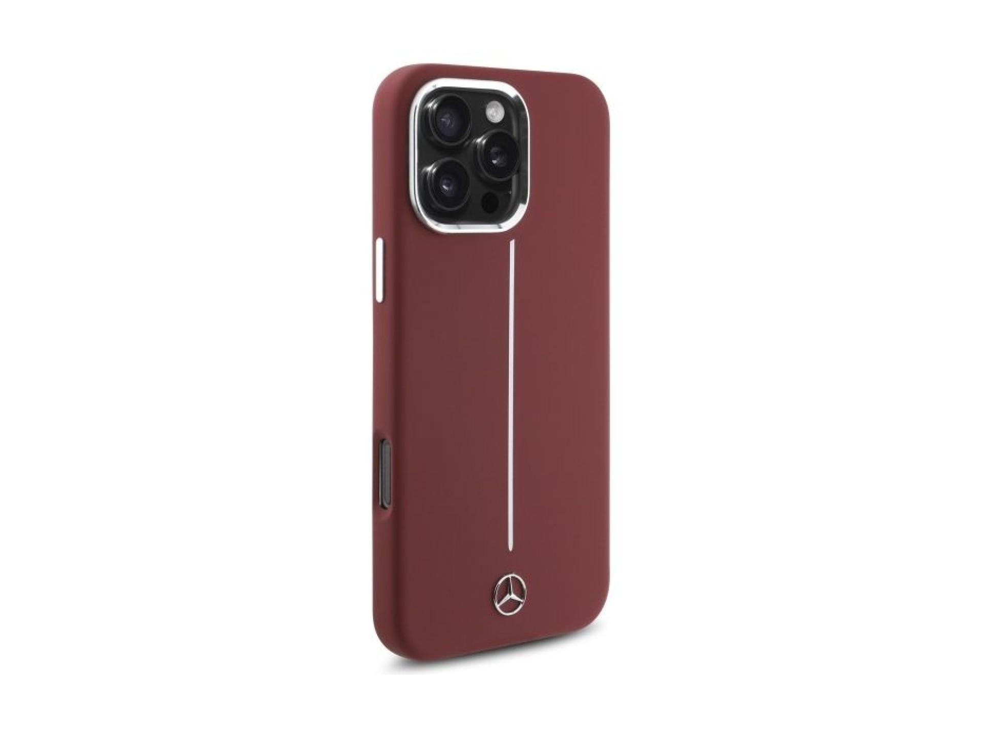 Funda Mercedes de silicona blanca con rayas MagSafe para iPhone 16 Pro Max - Roja