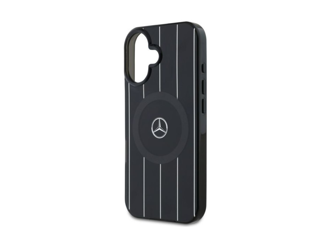 Capa MagSafe Mercedes MB Double Layer com Linhas Cruzadas para iPhone 16 - preta