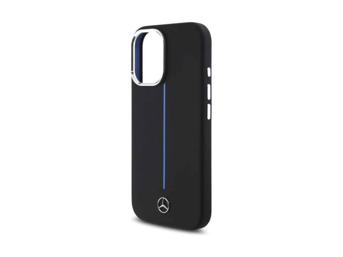 Capa MagSafe Mercedes Silicone Blue Stripe para iPhone 16 - Preta