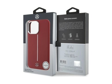 Mercedes Silicone White Stripe MagSafe Case for iPhone 16 Pro Max - Red Mercedes Silicone White Stripe MagSafe Case for iPhone 16 Pro Max - Red