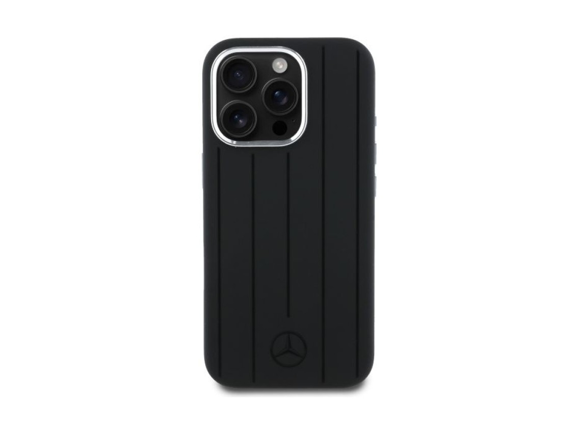 Mercedes Silicone Vertical Tonal Stripes MagSafe Case for iPhone 16 Pro Max - Black