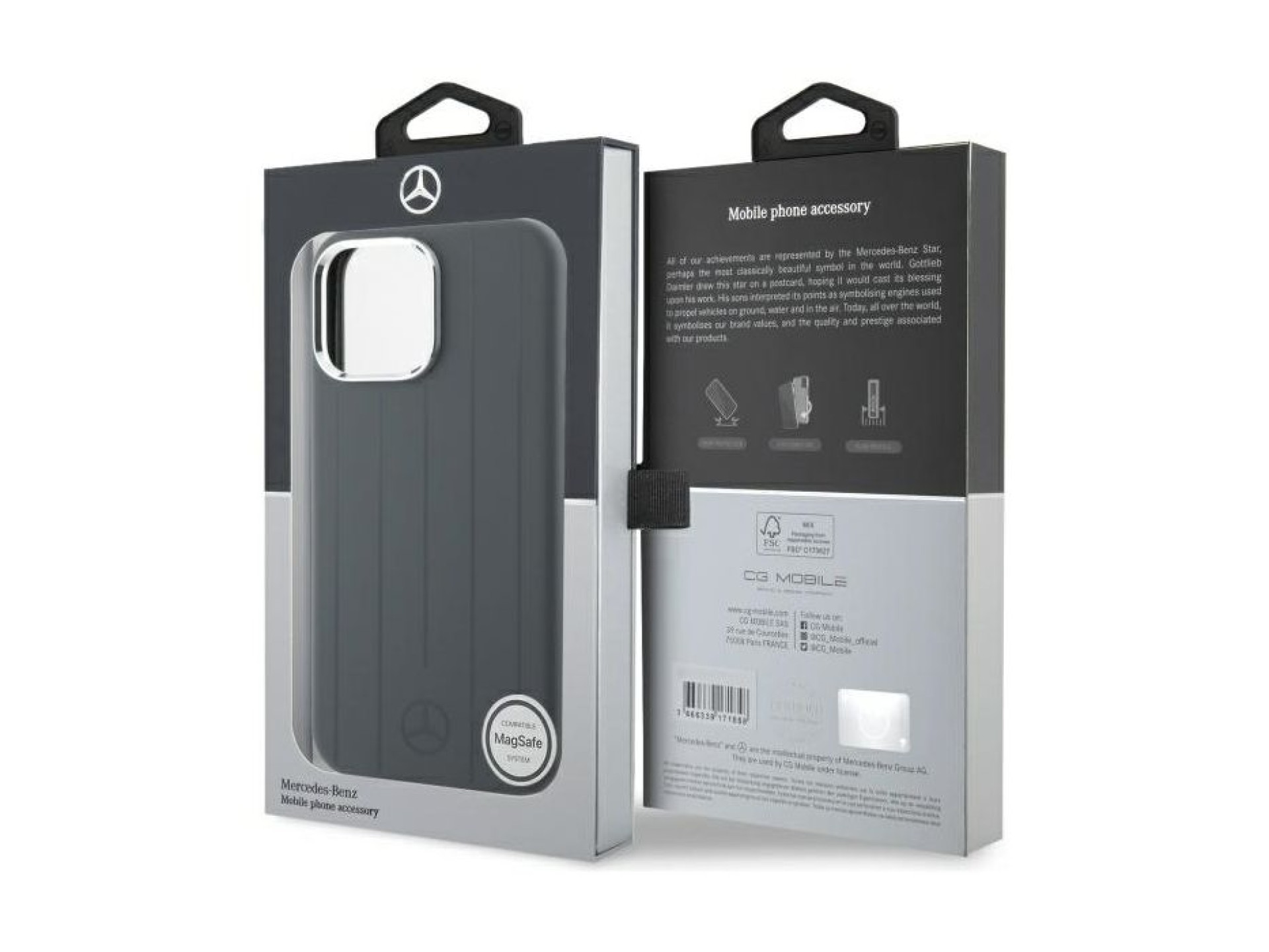Mercedes Silicone Vertical Tonal Stripes MagSafe Case for iPhone 16 Pro Max - Gray