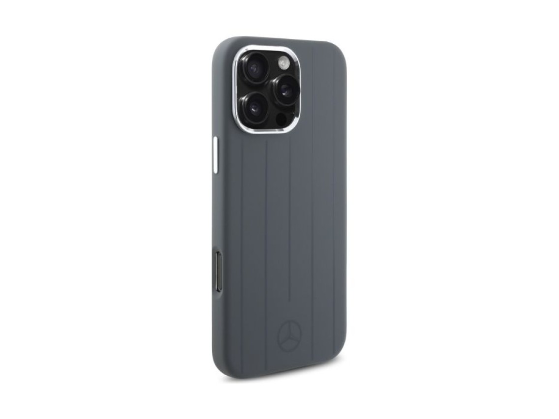 Mercedes Silicone Vertical Tonal Stripes MagSafe Case for iPhone 16 Pro Max - Gray