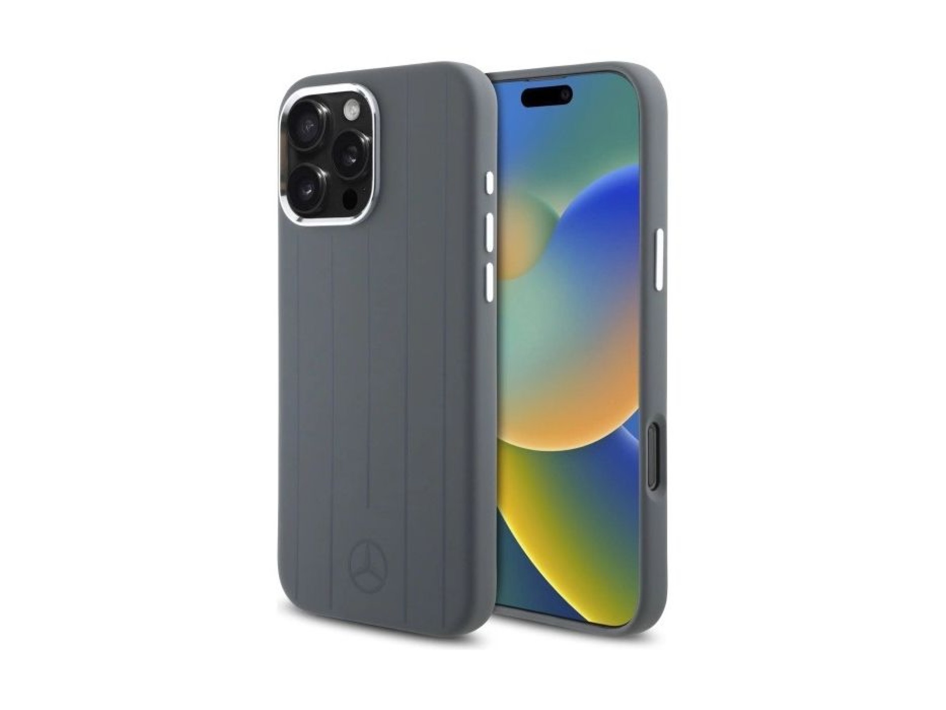 Mercedes Silicone Vertical Tonal Stripes MagSafe Case for iPhone 16 Pro Max - Gray