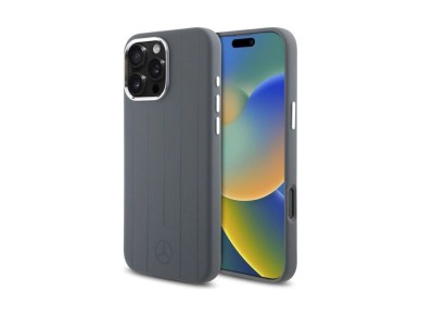 Mercedes Silicone Vertical Tonal Stripes MagSafe Case for iPhone 16 Pro Max - Gray