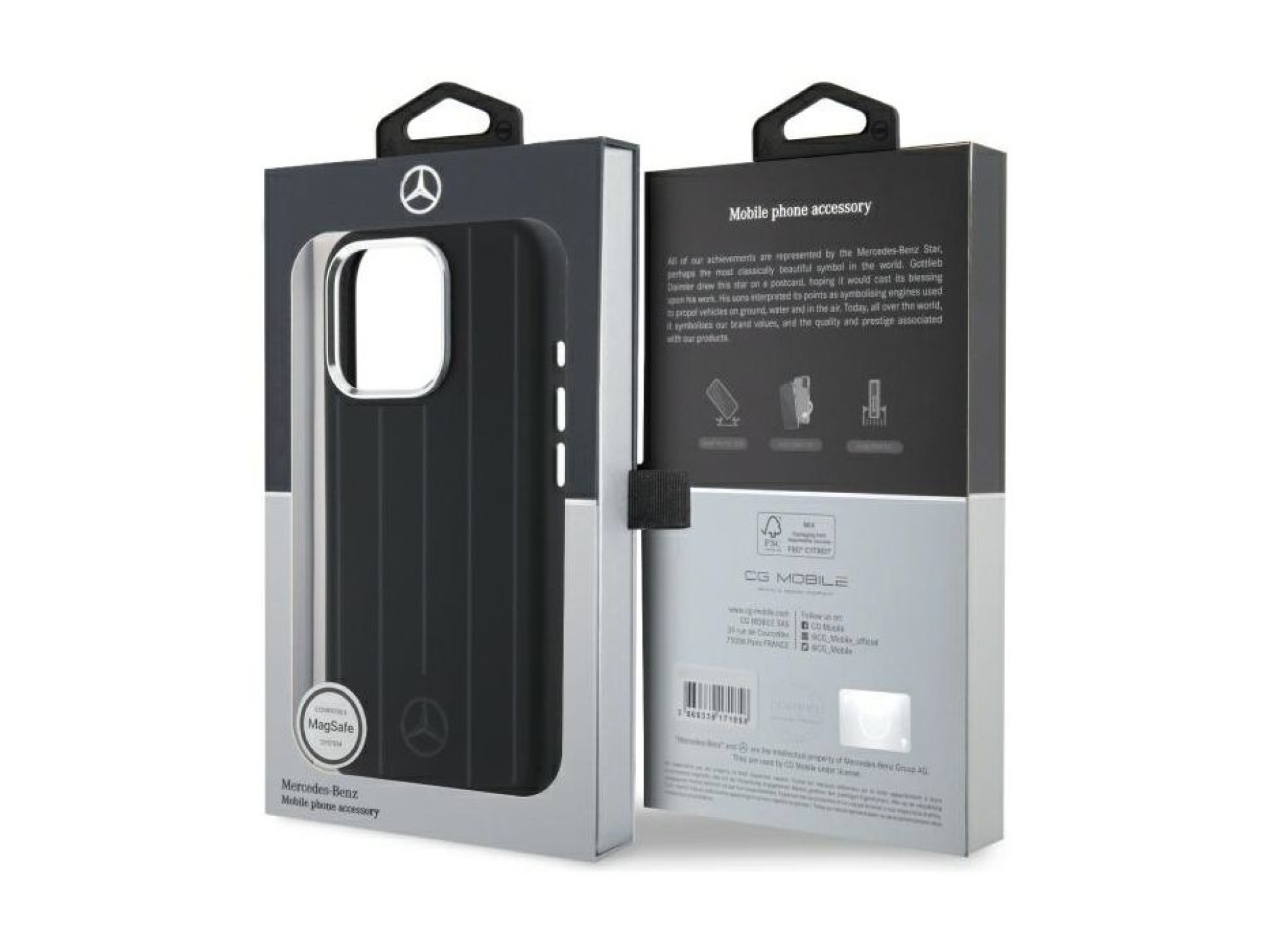 Mercedes Silicone Vertical Tonal Stripes MagSafe Case for iPhone 16 Pro Max - Black