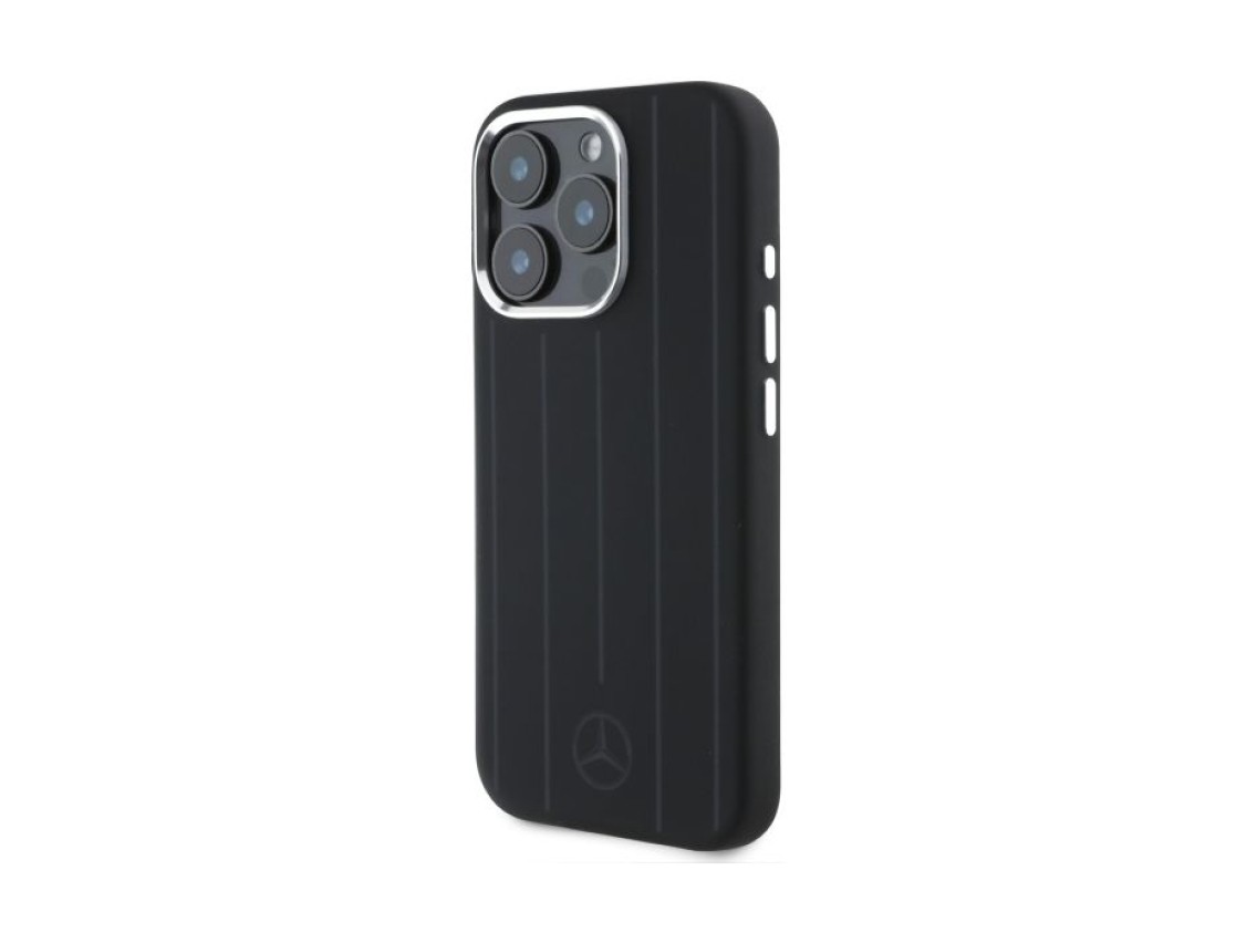 Mercedes Silicone Vertical Tonal Stripes MagSafe Case for iPhone 16 Pro Max - Black