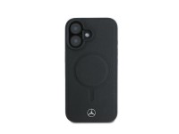 Capa MagSafe Mercedes em pele lisa para iPhone 16 Plus - Preta Capa MagSafe Mercedes em pele lisa para iPhone 16 Plus - Preta