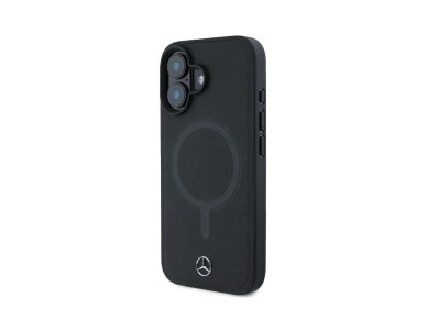 Funda Mercedes de piel lisa MagSafe para iPhone 16 Plus - Negra Funda Mercedes de piel lisa MagSafe para iPhone 16 Plus - Negra