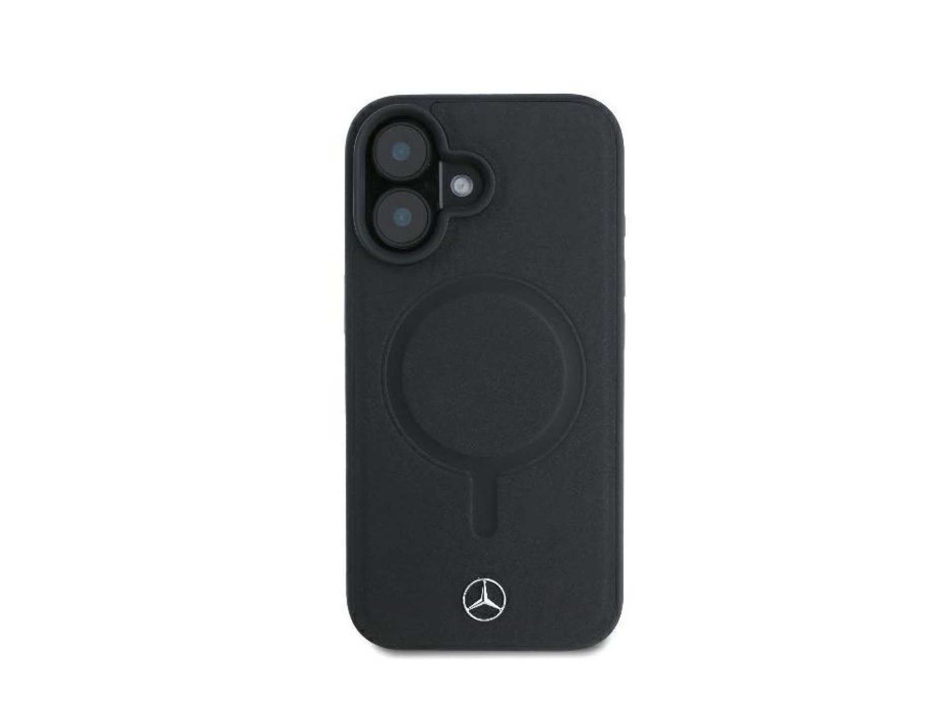 Capa MagSafe Mercedes em pele lisa para iPhone 16 Plus - Preta
