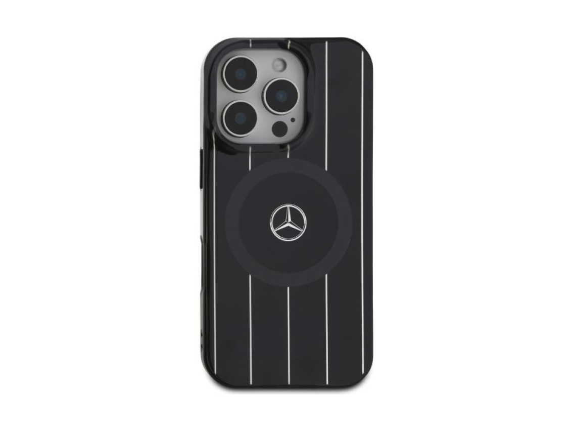 Mercedes MB Double Layer Crossed Lines MagSafe iPhone 16 Pro Case - Black