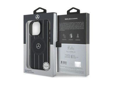 Capa MagSafe Mercedes MB Double Layer com Linhas Cruzadas para iPhone 16 Pro - Preta