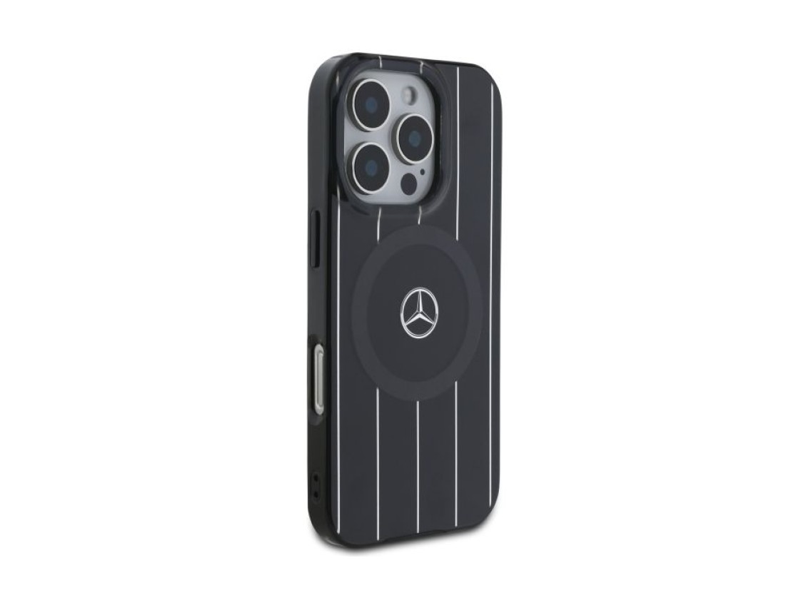 Mercedes MB Double Layer Crossed Lines MagSafe iPhone 16 Pro Case - Black